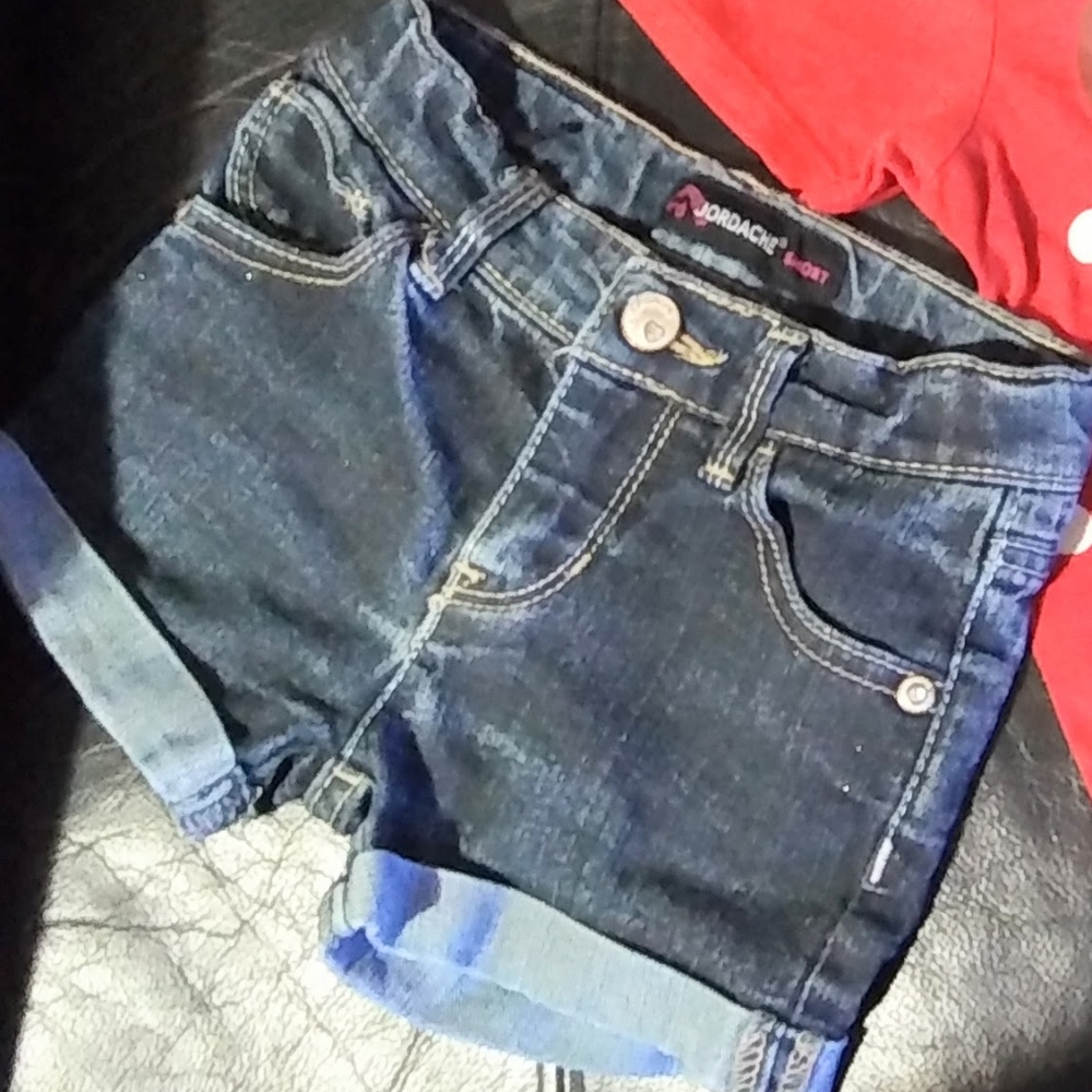 "Jordache" Toddler Girl's Rolled Stretchy Denim Sparkly Blue Jean Shorts